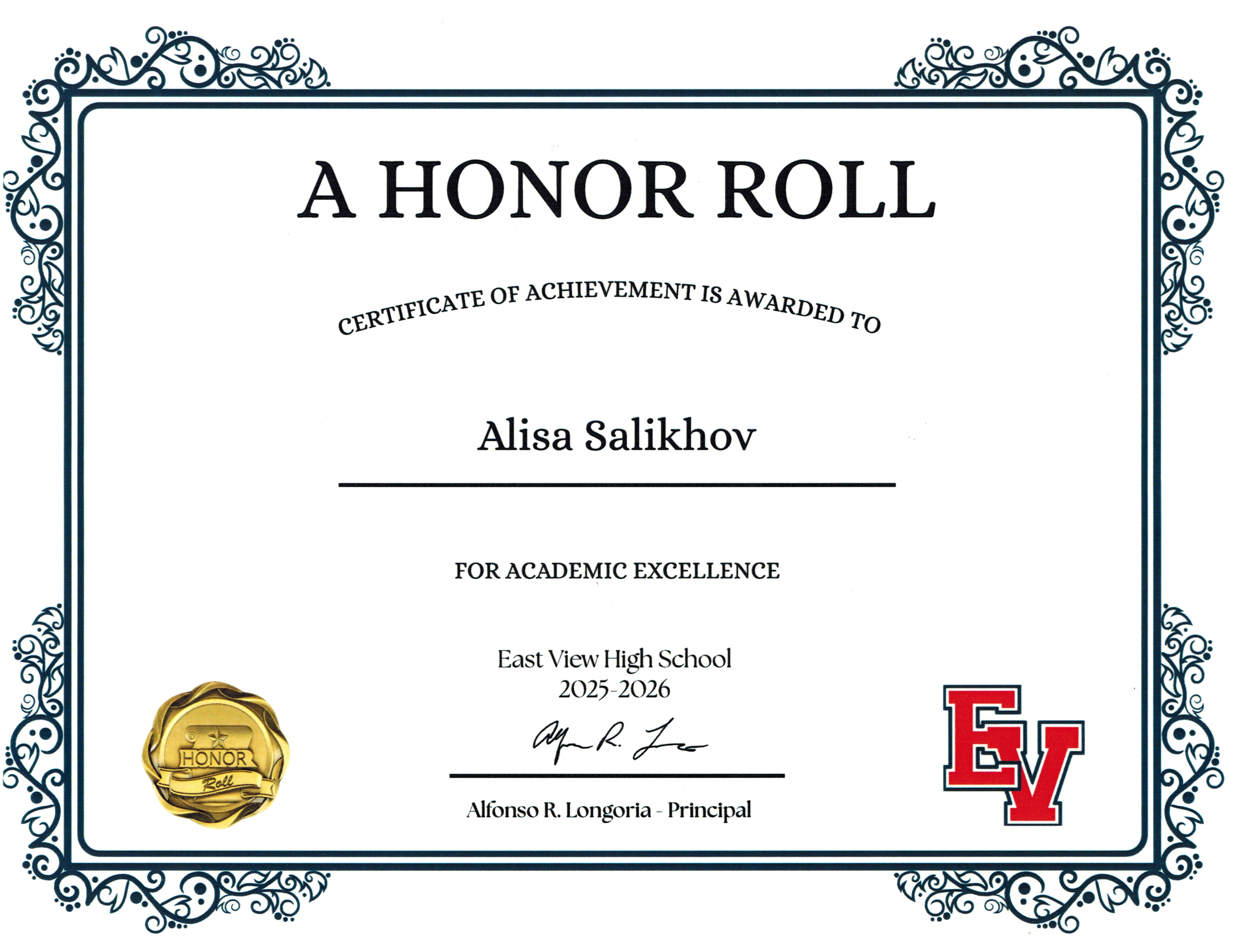 A Honor Roll — Academic Excellence