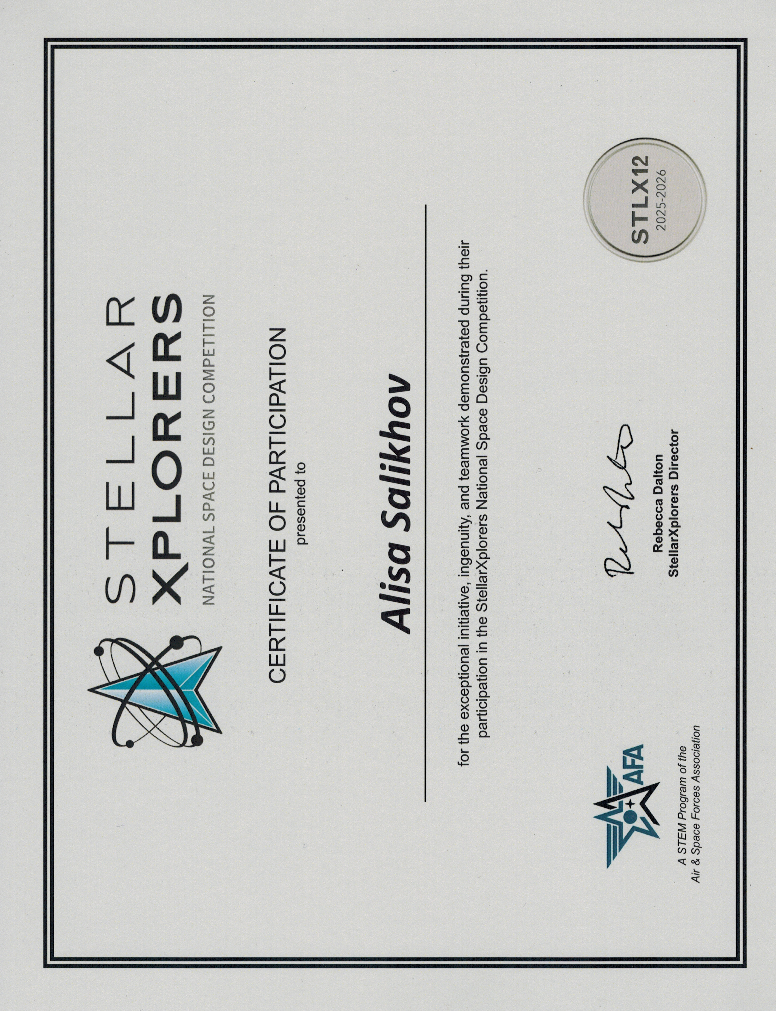 StellarXplorers STLX12 — National Space Design Competition
