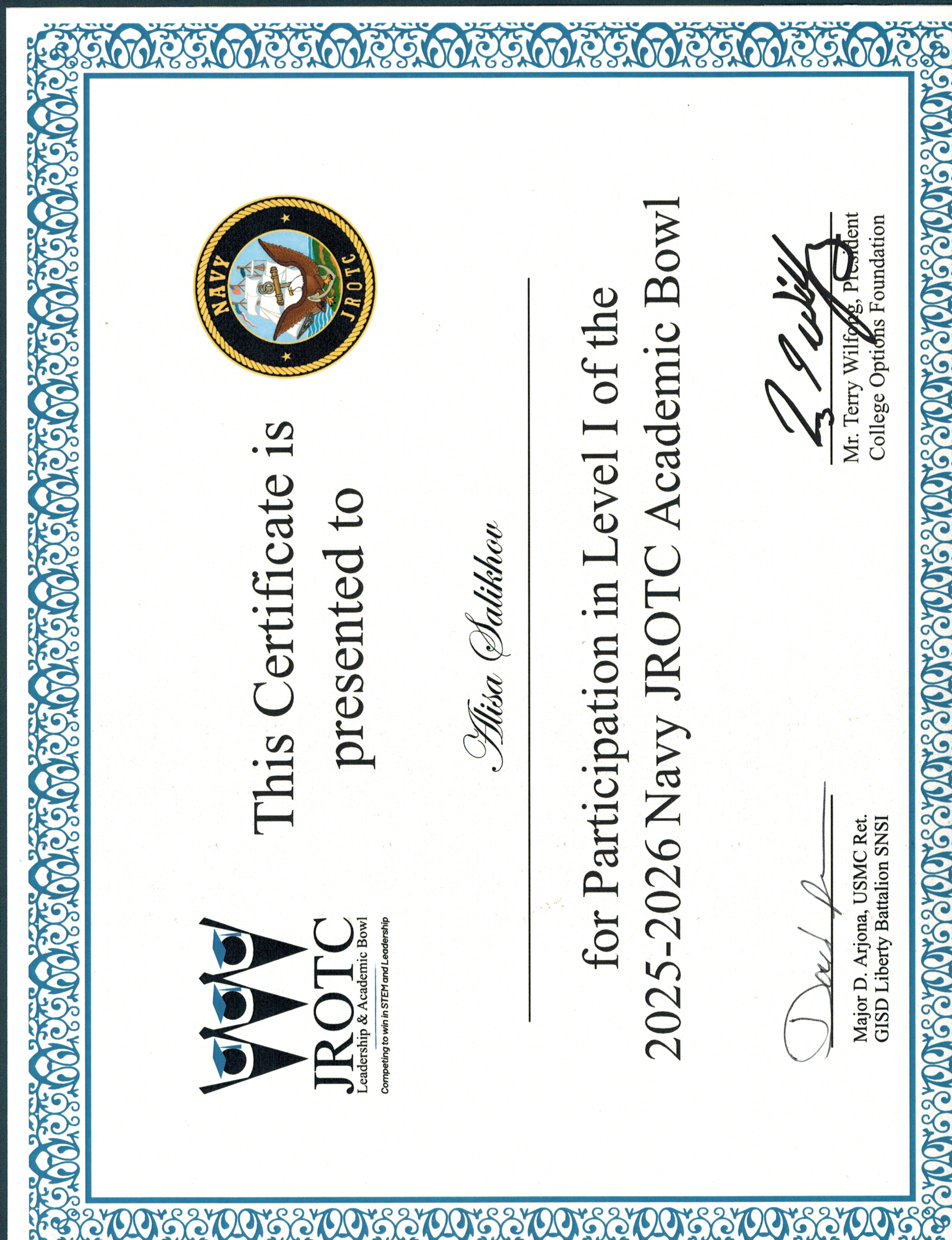 Navy JROTC Academic Bowl — Level I