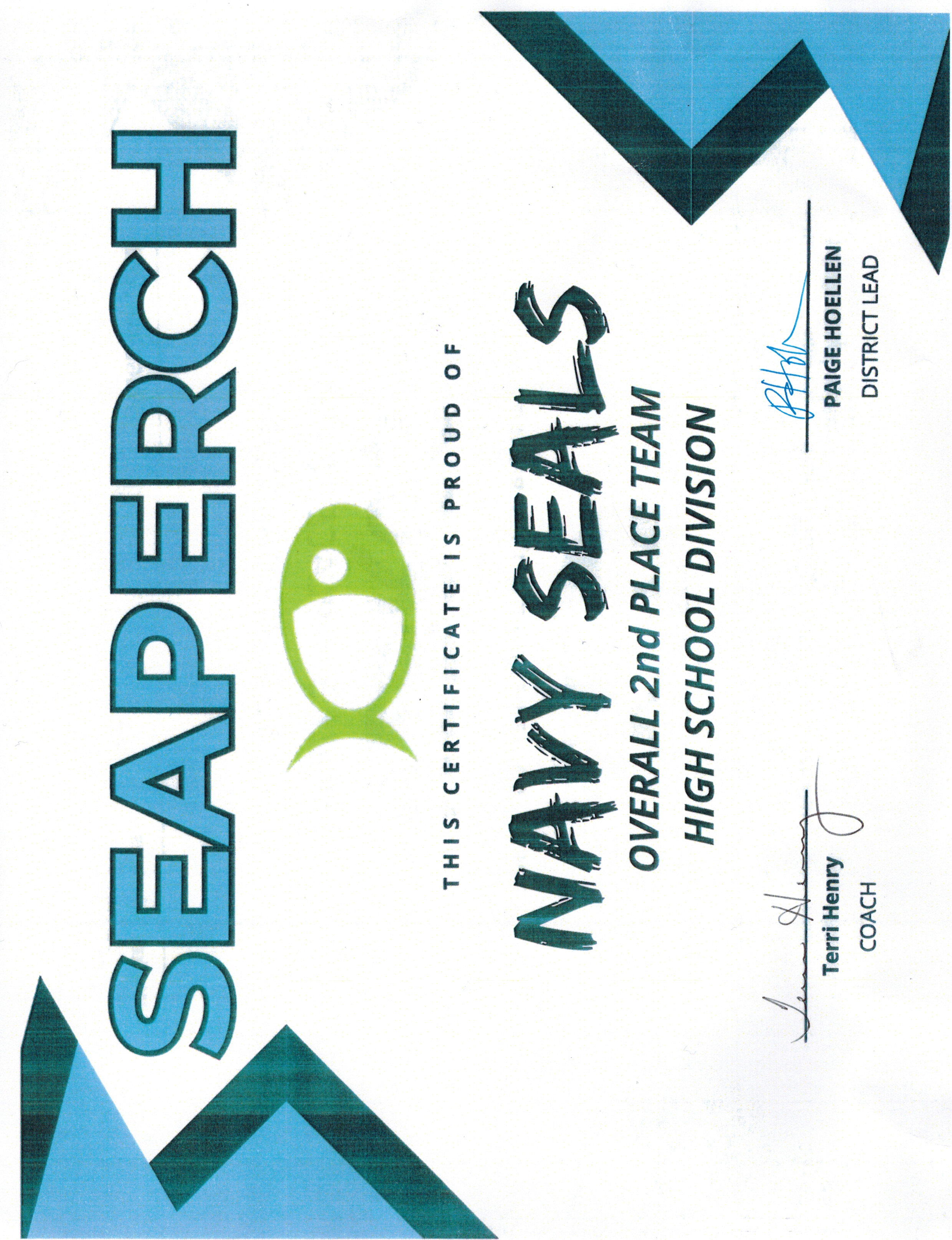 SeaPerch — Overall 2nd Place Team, High School Division