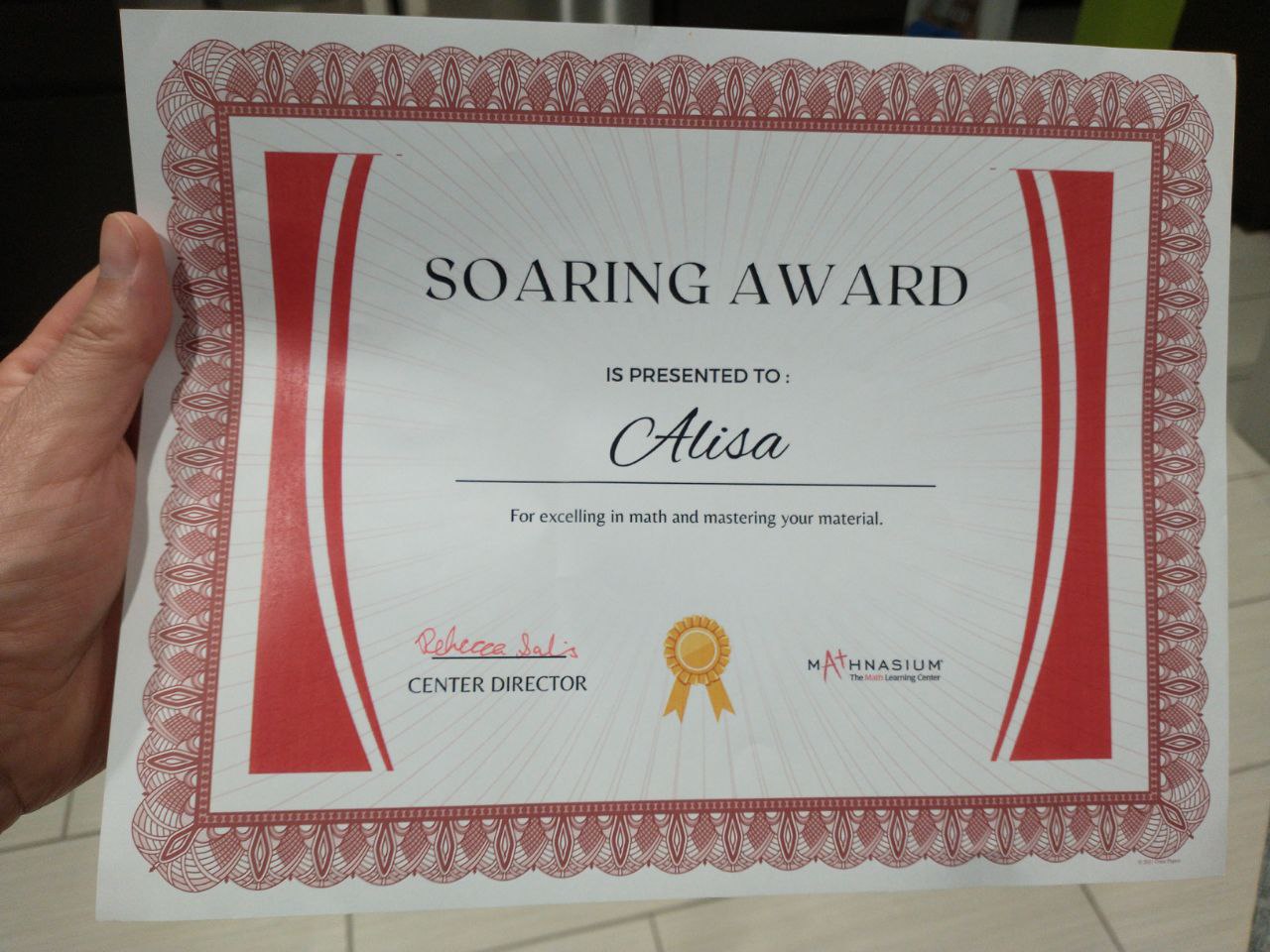 Mathnasium Soaring Award — Excelling in Math