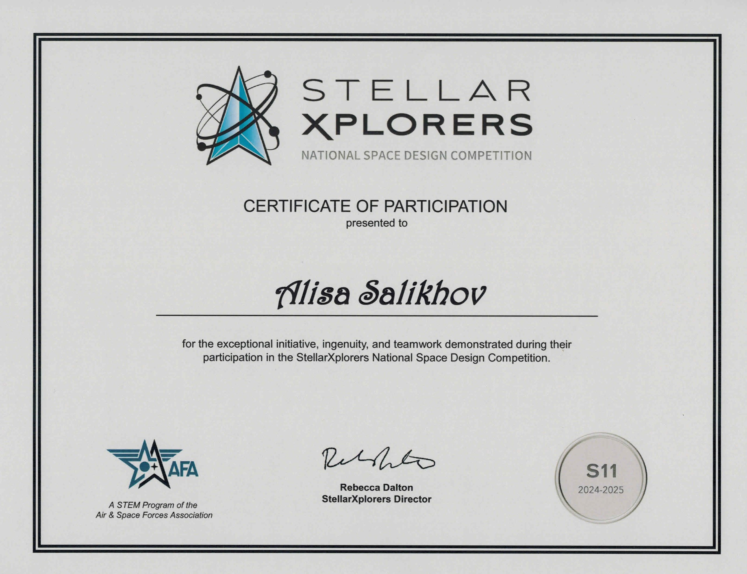 StellarXplorers S11 — National Space Design Competition
